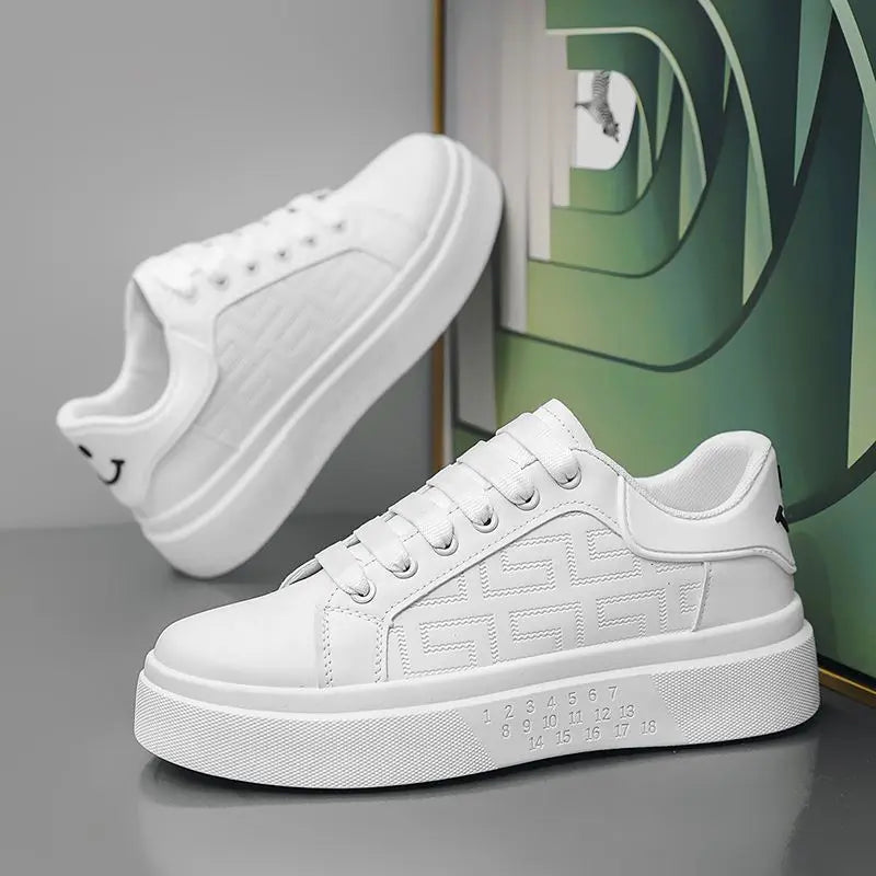 Men's Platform Sneakers – Lace-Up Leather Casual Skateboard Shoes