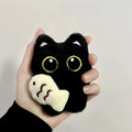 Dark Shadow Cat Plush Keychain | Soft Velvet Fur Key Ring