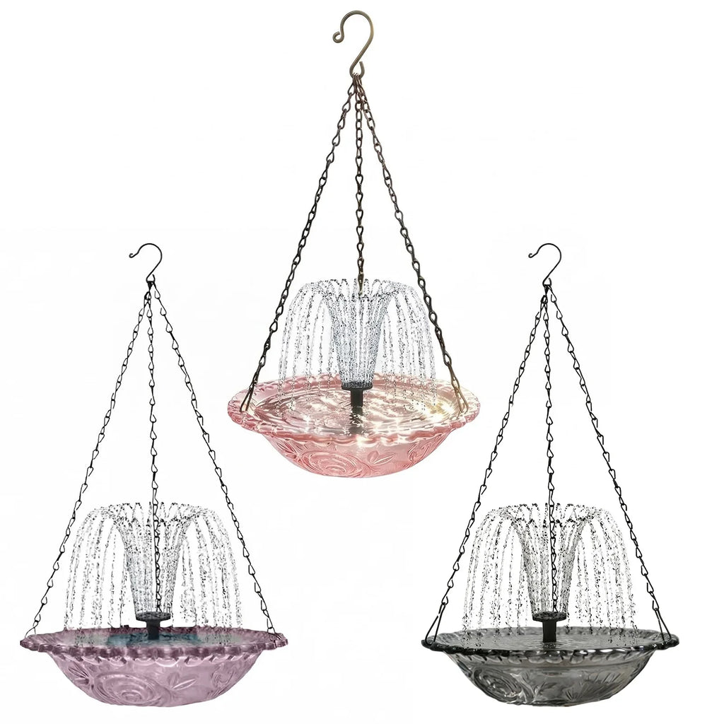 Solar Fountain Hanging Bird Bath Wildlife Feeder Outdoor Outdoors