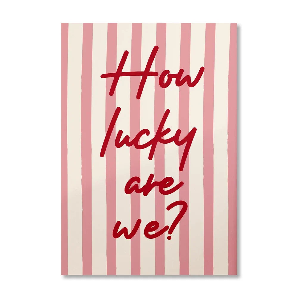 "How Lucky Are We" Unframed Retro Canvas Wall Art Print