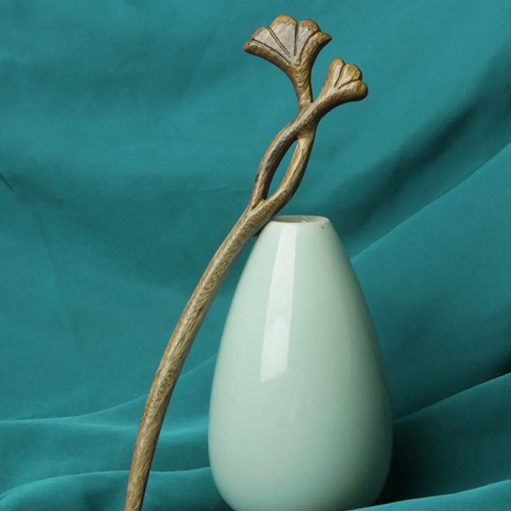 Retro Wood Hair Sticks | Ginkgo Leaf Chignon Hair Chopsticks