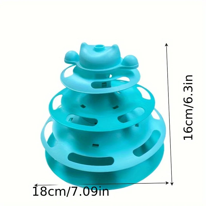 4-Layer Feather Cat Turntable Fun Toy Ball Playing Stick Interactive