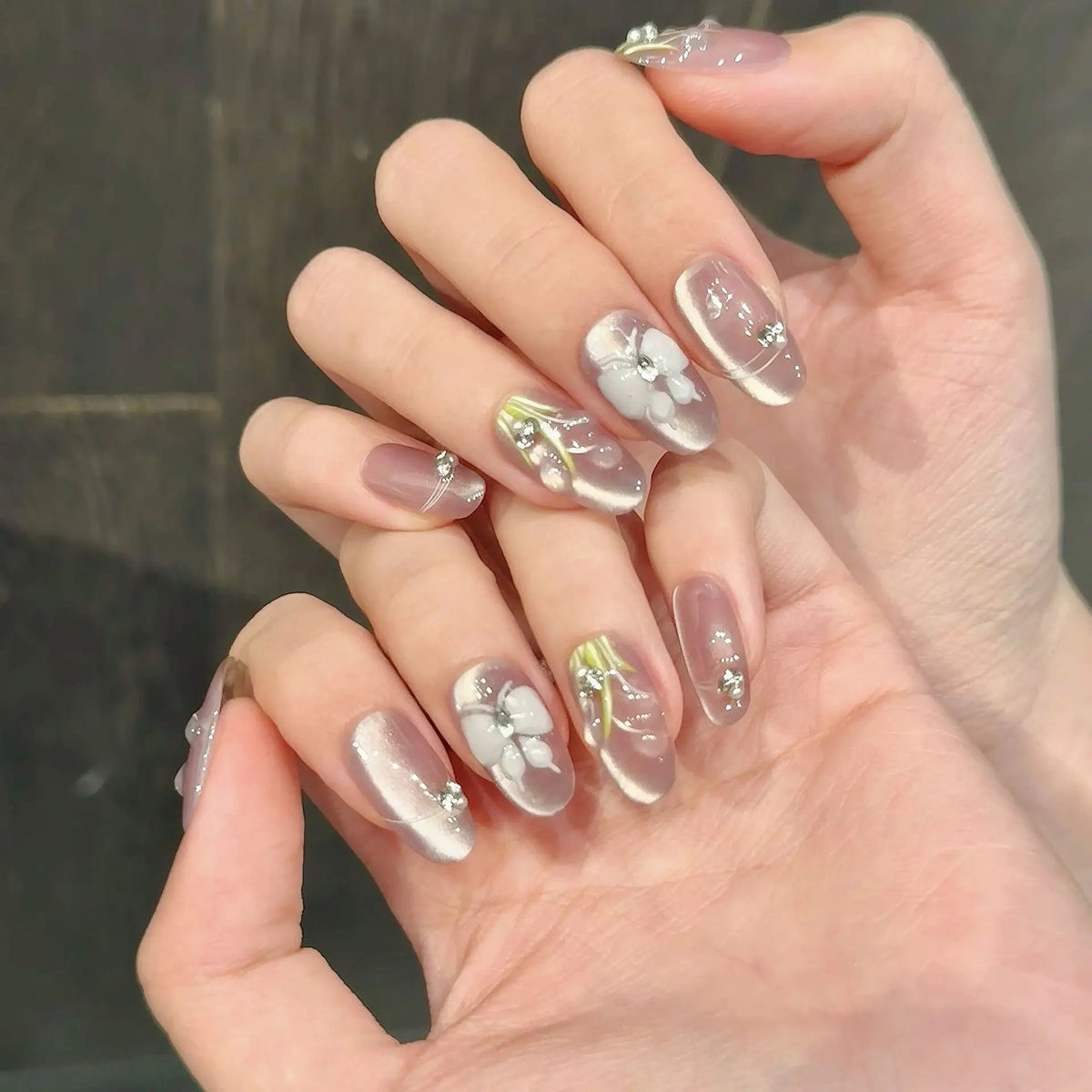Handmade 3D Flower Press-On Nails | Gradient Pink Korean Style