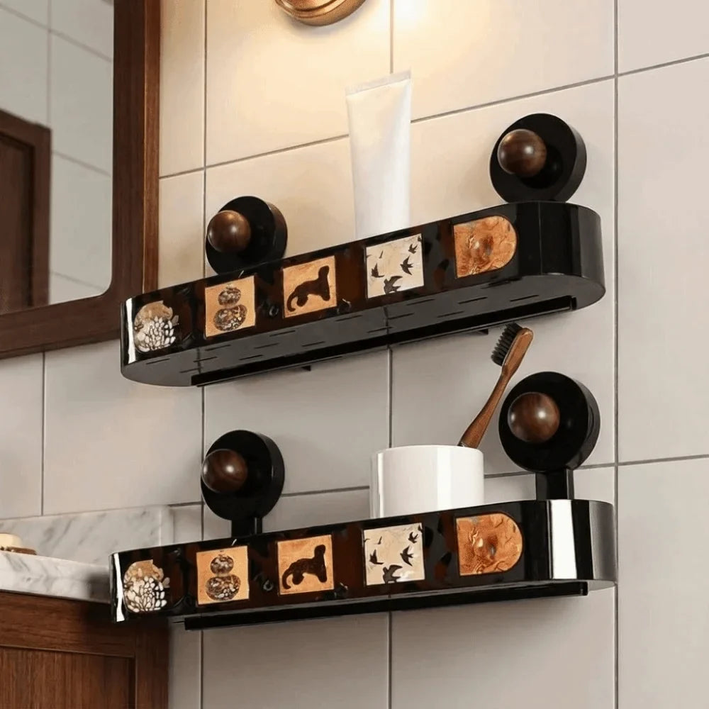 Punch-Free Suction Cup Bathroom Shelf | Wall Mounted Organizer