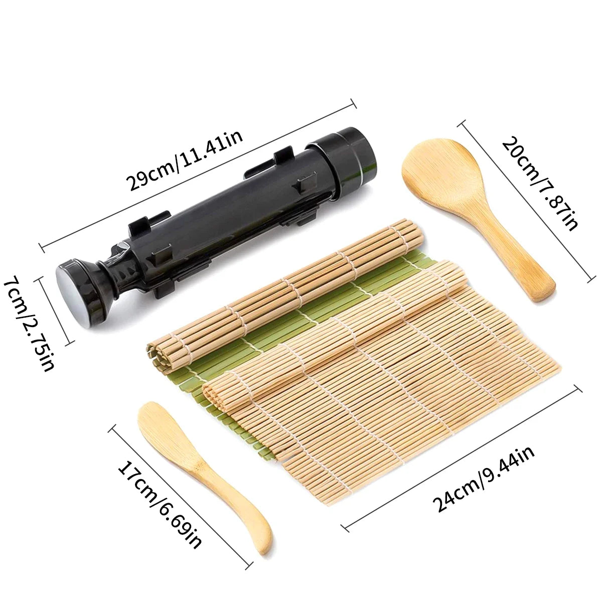 Sushi Maker Bazooka Machine Rice Mold Bamboo Rolling Mat Paddle DIY