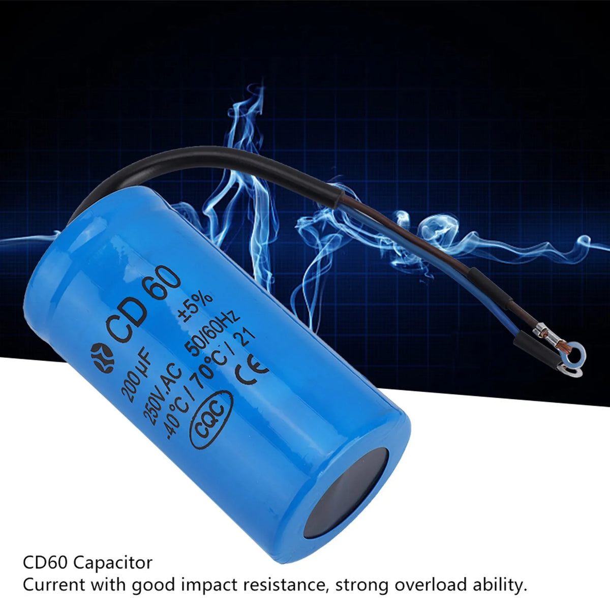CD60 Capacitor Run Wire AC 200uF 50 60Hz Motor Air Compressor