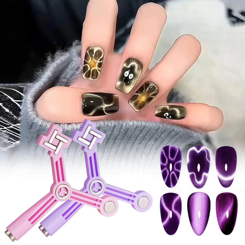 4-in-1 Cat Eye Magnet Tool – Star, Flower & French Nail Art