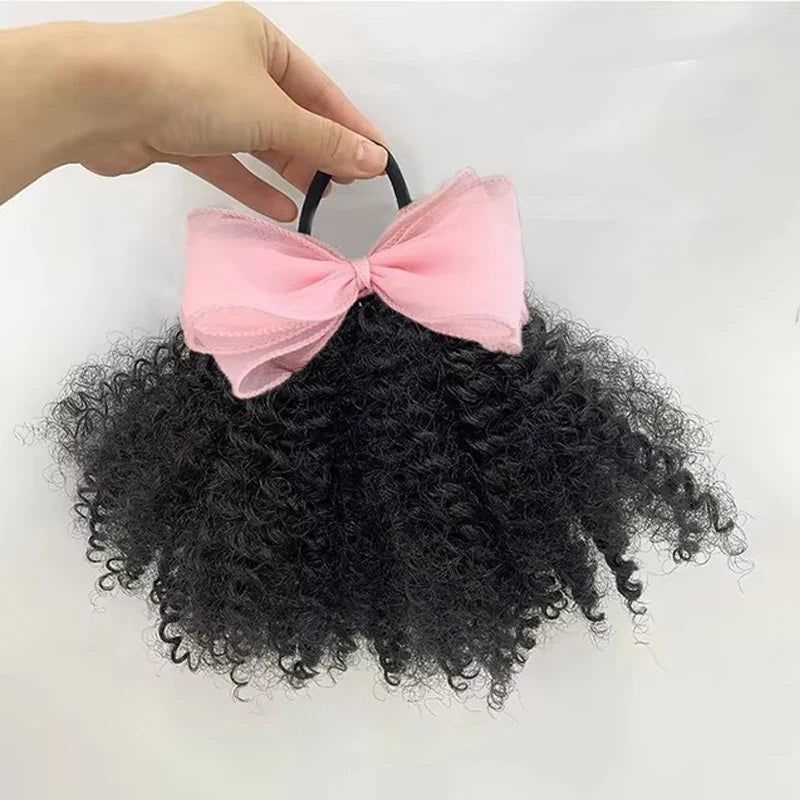 Baby Girls Afro Puff Ponytail Hair Ties – 2 Pack, 4 Inch