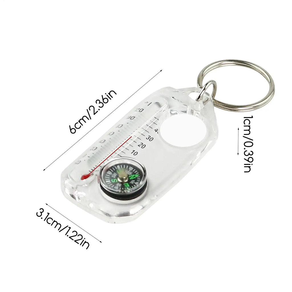 3-in-1 Mini Keychain Compass & Thermometer | Camping Tool