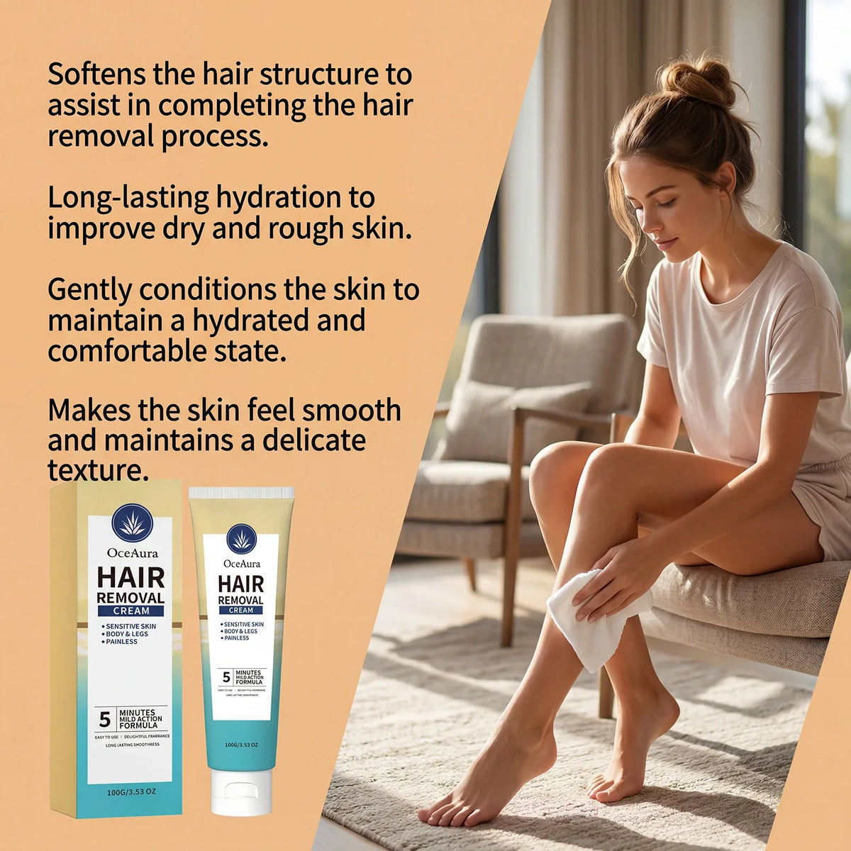 Painless Hair Removal Cream – Smooth Depilatory Lotion 100g