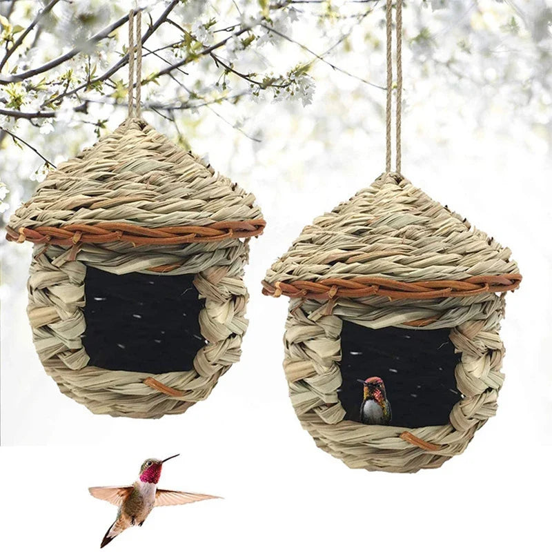 Handwoven Straw Bird Nest – Hanging Parrot Birdhouse Shelter