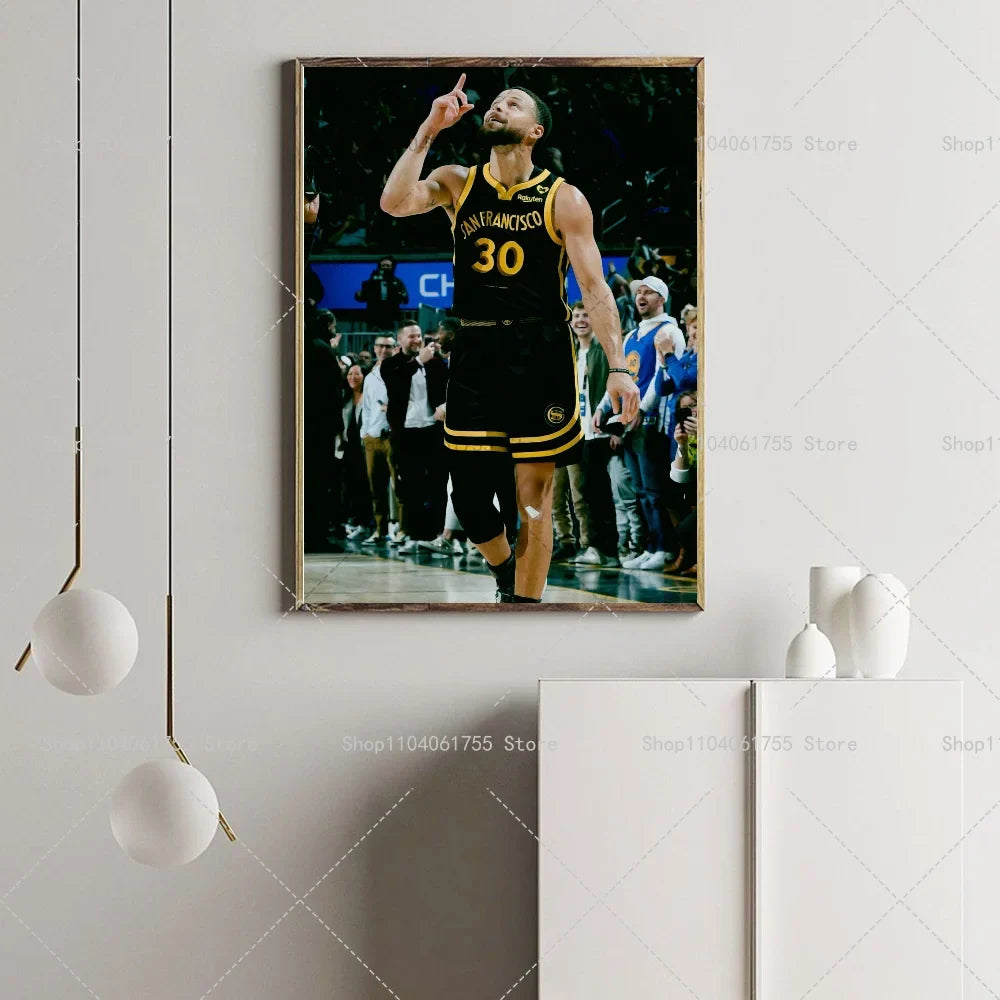 Stephen Curry Basketball Poster – Self-Adhesive Waterproof Wall Art