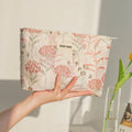 Blue Bouquet Women Makeup Bag Large Capacity Canvas Toiletry Bag-for
