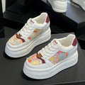 Women's Crystal Chunky Platform Sneakers – Thick Sole Lace-Up