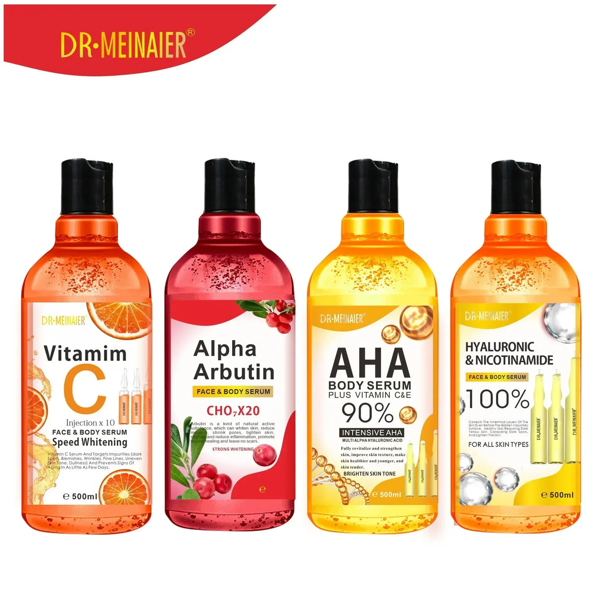 500ml Vitamin C Hyaluronic Acid AHA Face & Body Serum