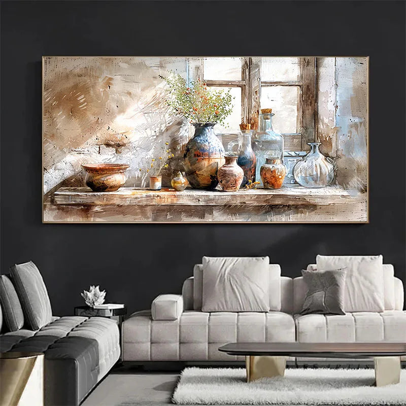 Vintage Wildflower Farmhouse Canvas Wall Art – Unframed Print