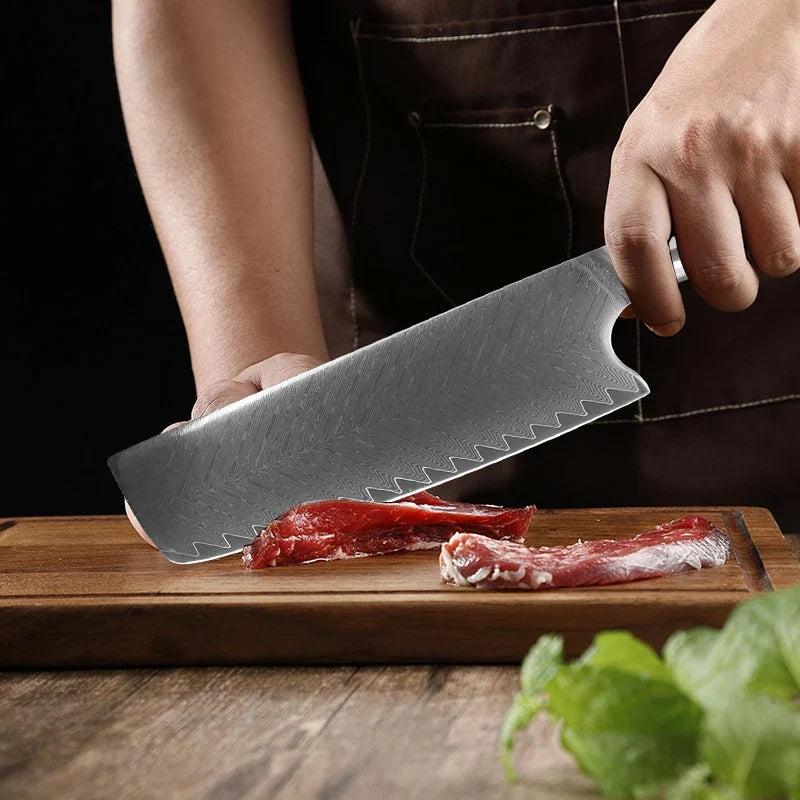 Damascus Steel Chef Knife – Sharp Wood Handle Kitchen Knife