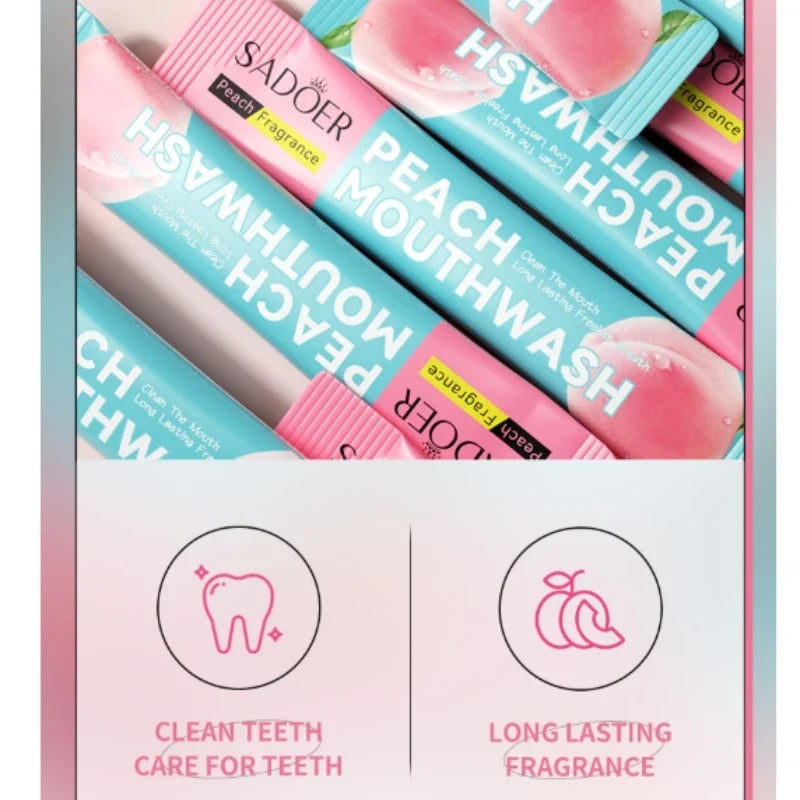 SADOER Peach Mouthwash 20 Pods – Fresh Breath Oral Rinse