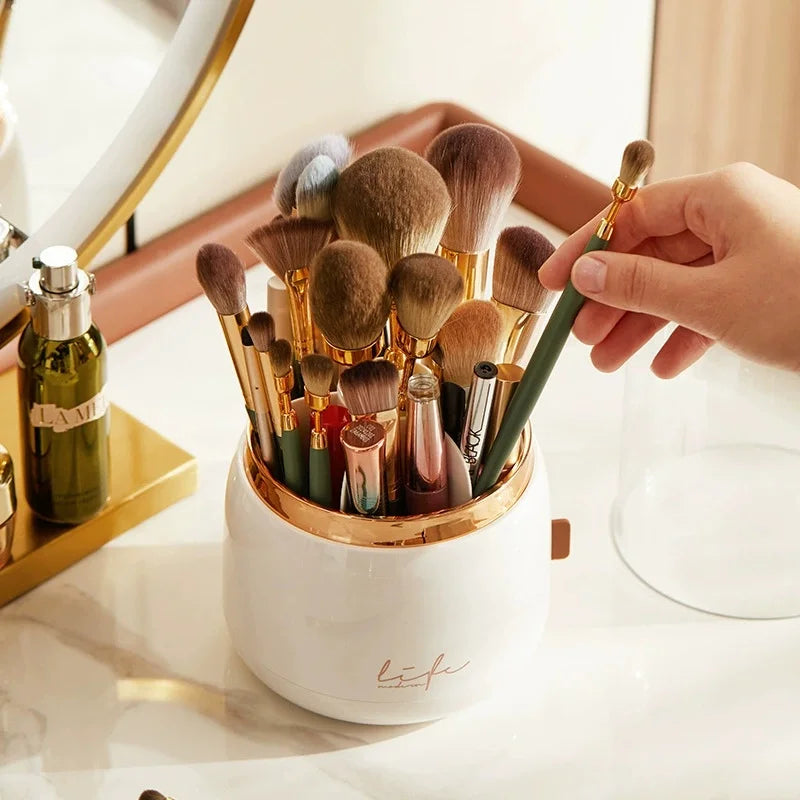 360° Rotating Clear Makeup Organizer & Brush Holder