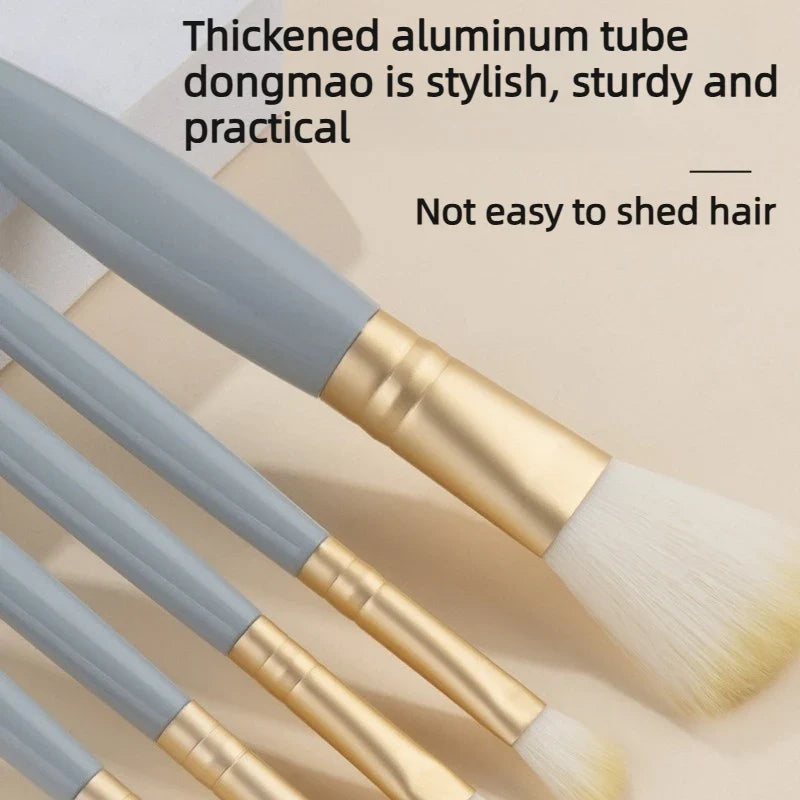 5-Piece Foldable Travel Makeup Brush Set with Mirror