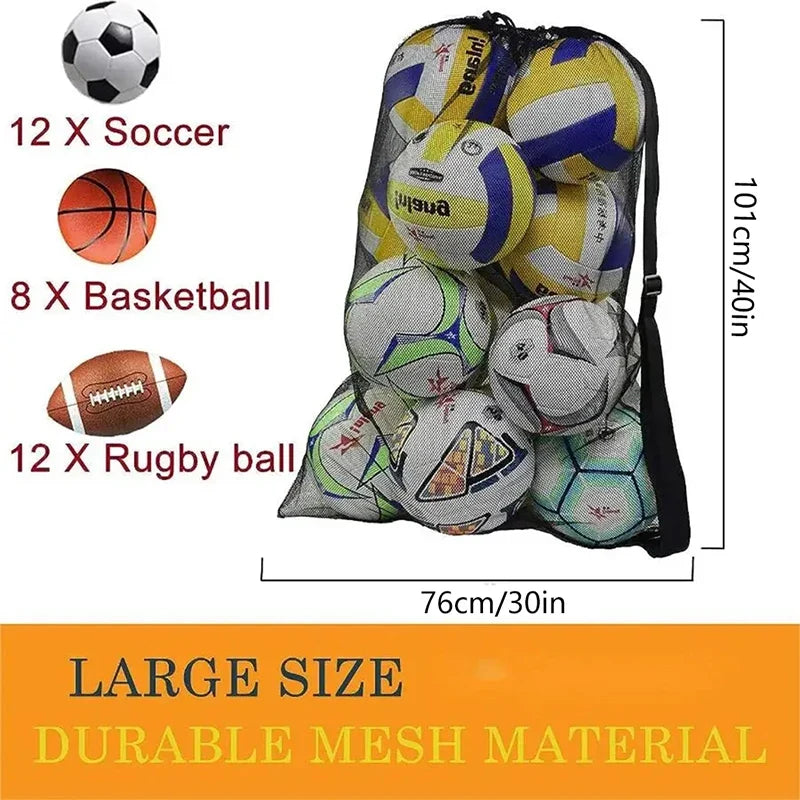 Extra Large Mesh Ball Bag – Drawstring Sports Storage Net