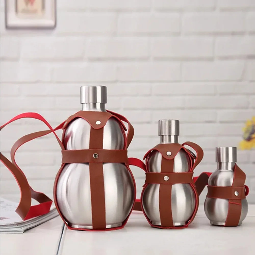 Portable Hip Flask Wine Jug Gourd Bottle Water Stainless Steel