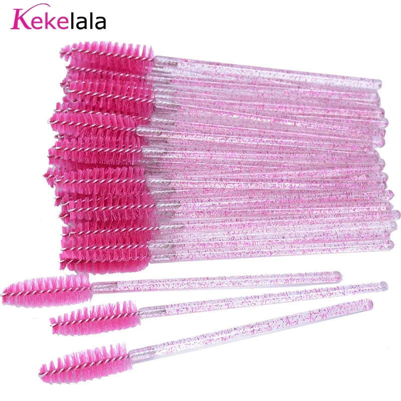 50pc Disposable Mascara Wands & Spoolie Brushes in Bottle