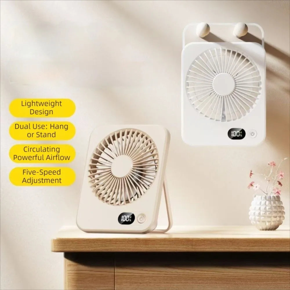 Portable USB Rechargeable Desktop Fan | 5-Speed Mini Table Fan
