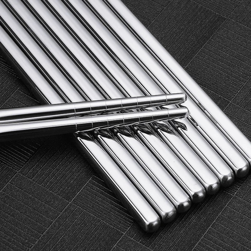 5 Pairs 304 Stainless Steel Chopsticks Reusable Non Slip Dishwasher