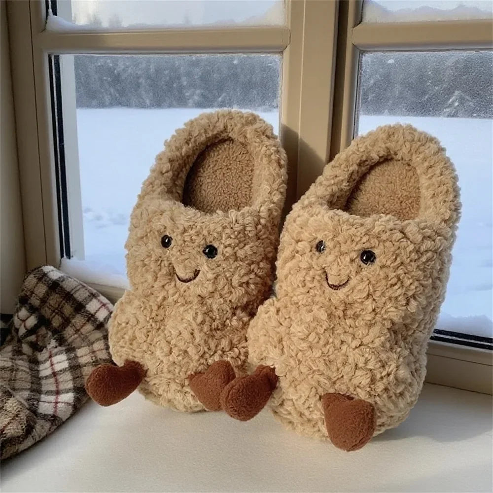 Women's Cartoon Plush Winter Slippers | Cozy Non-Slip House Shoes