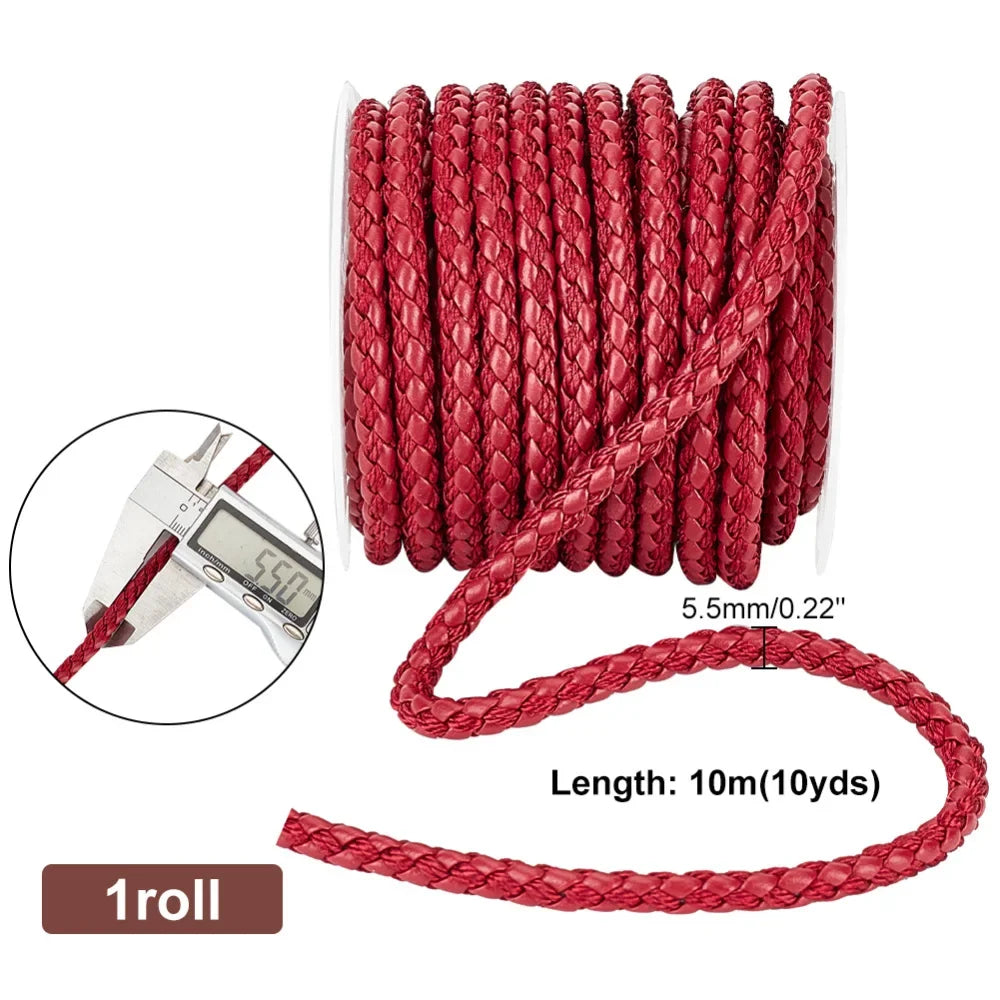 10 Yards Red Braided Leather Cord 5.5mm – DIY Jewelry Rope