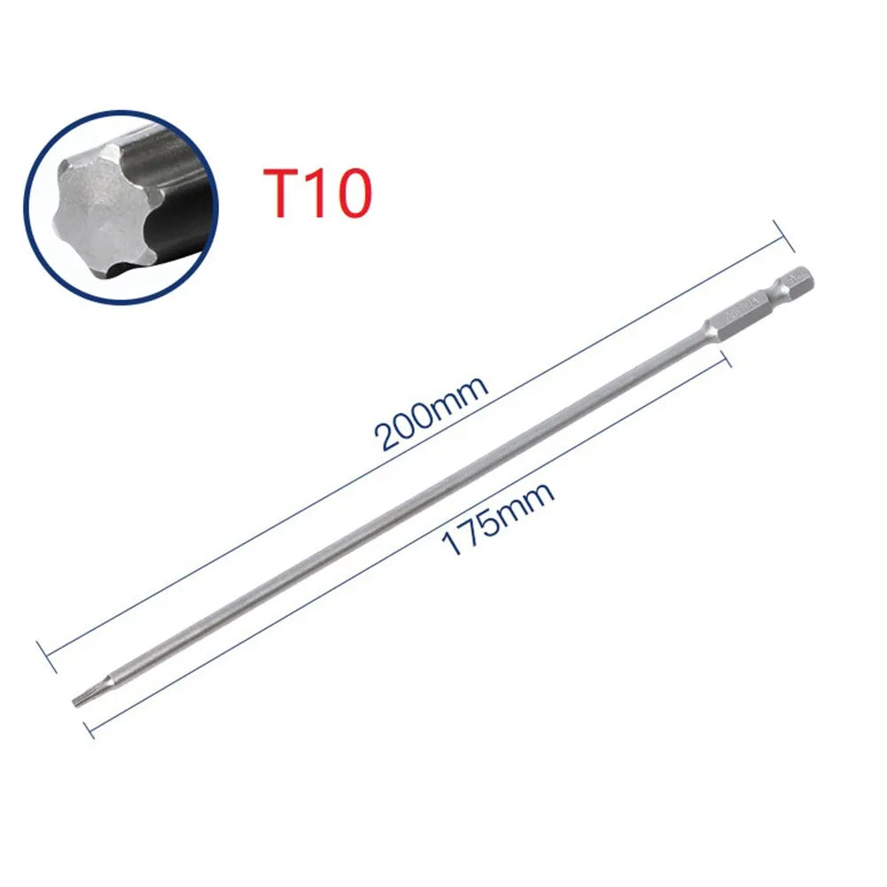 1 Long T10-T30 Magnetic Torx Screwdriver Bits Alloy Steel Electric