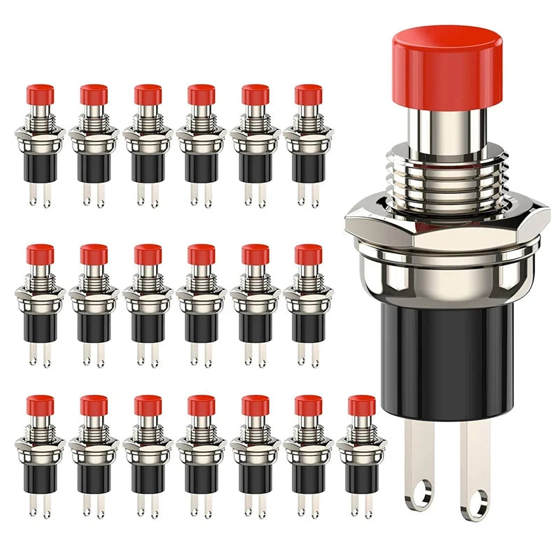 1A 250VAC SPST Mini Pushbutton Switches Normally Open NO Black Red