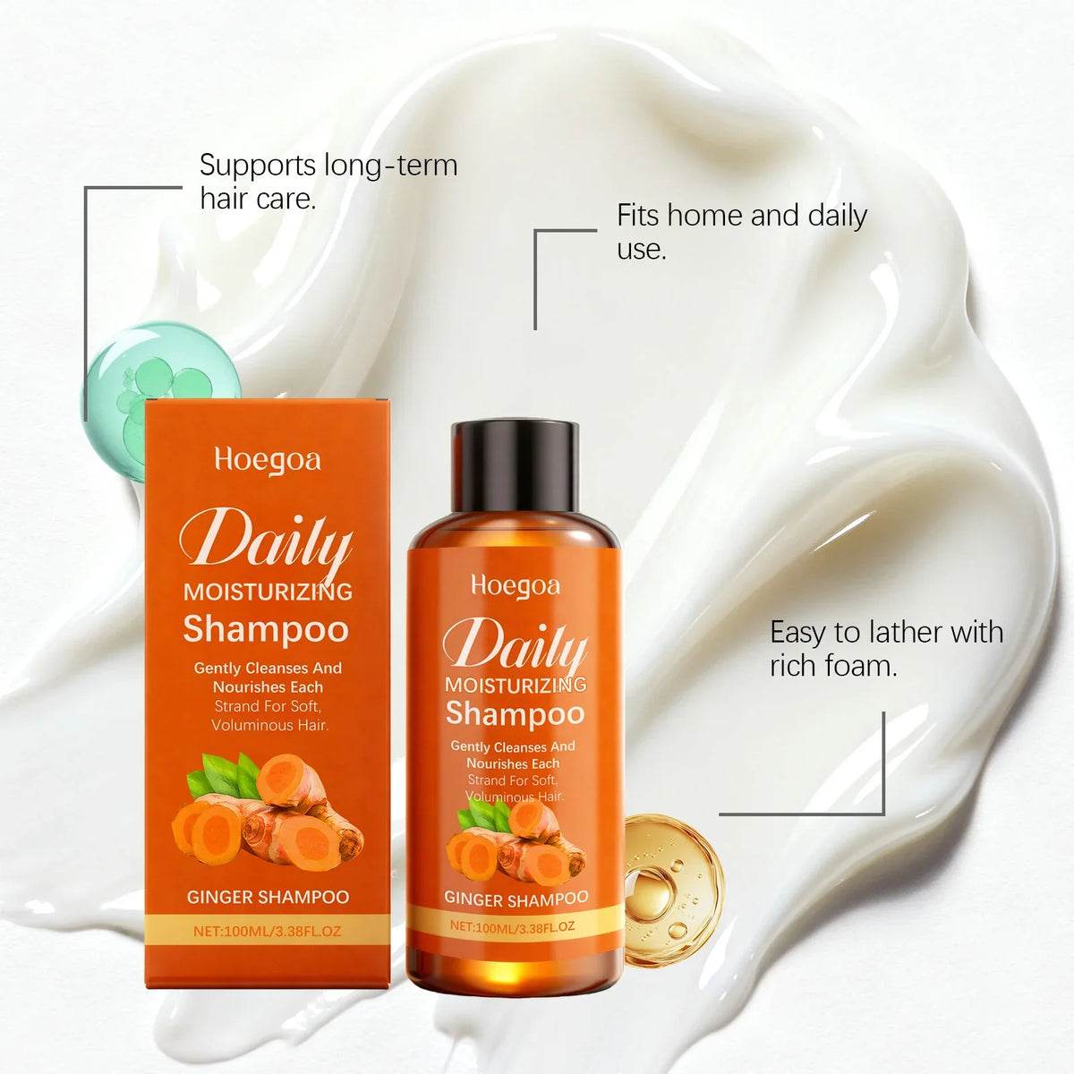 Natural Ginger Shampoo Anti Hair Loss Thickening Gentle Cleansing