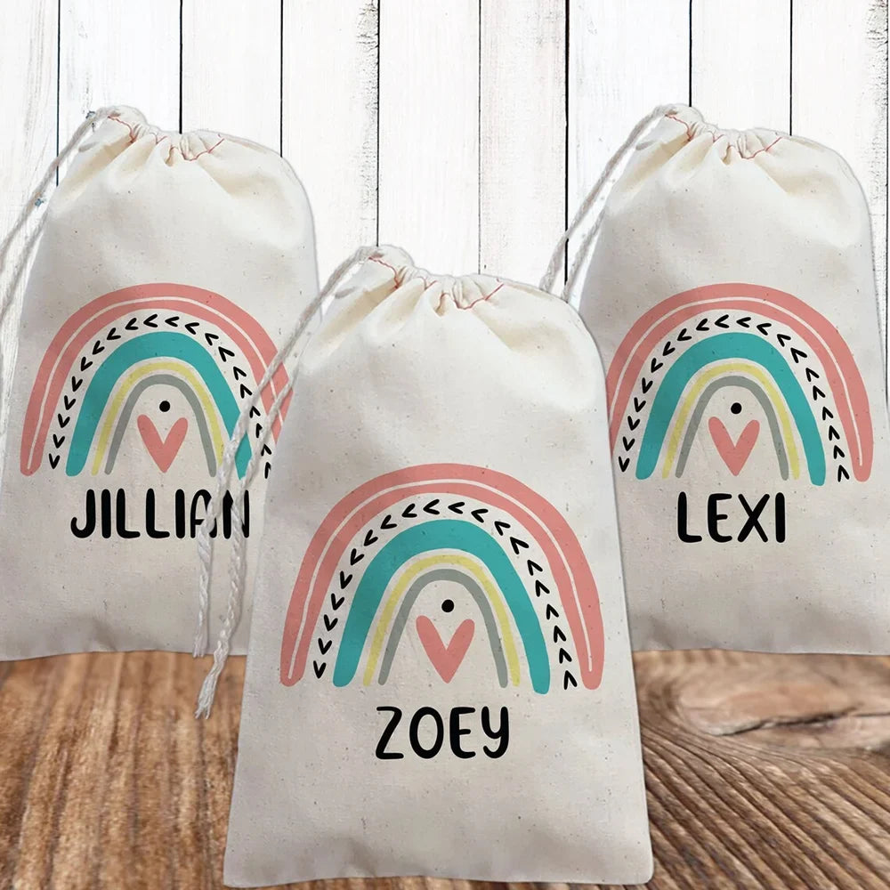 Personalized Boho Rainbow Party Favor Bags | Kids Gift Bags