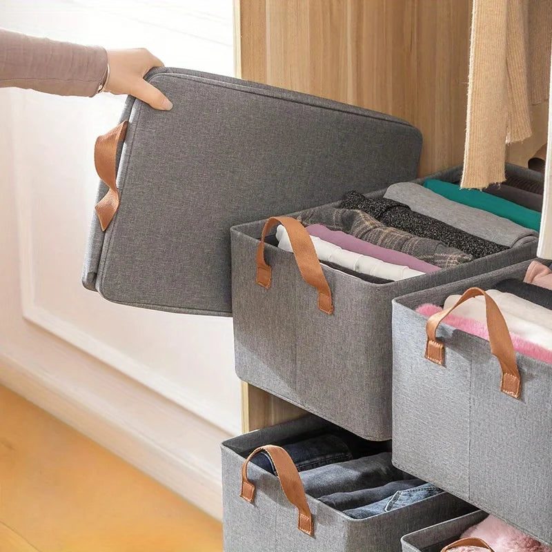 Folding Fabric Storage Box – Clothes, Toys & Cosmetics Organizer