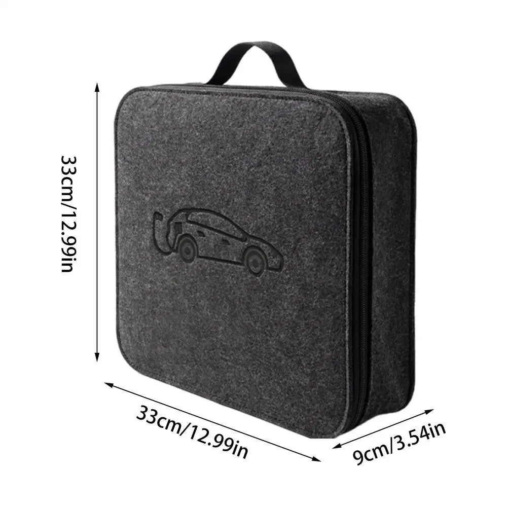 EV Charger Storage Bag Weatherproof Felt Vehicle Charging Cord Pouch