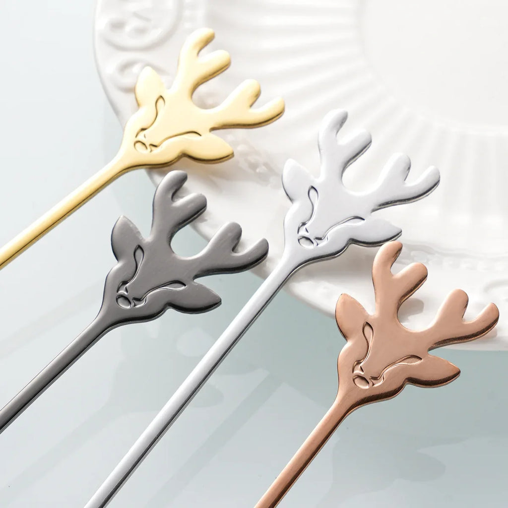 304 Stainless Steel Christmas Reindeer Coffee Spoon Elegant Dessert
