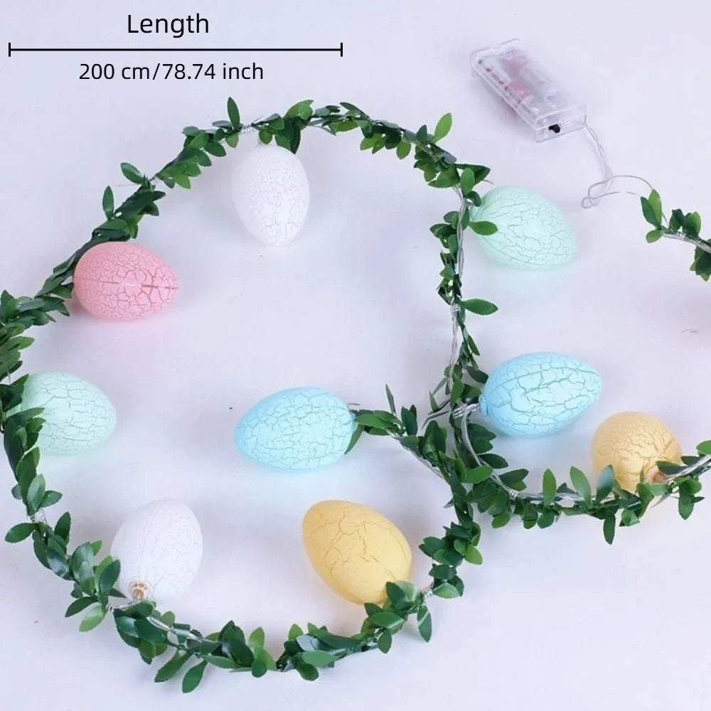 Easter Egg LED Light Garland – 2M Twig Wreath, 10 Lights