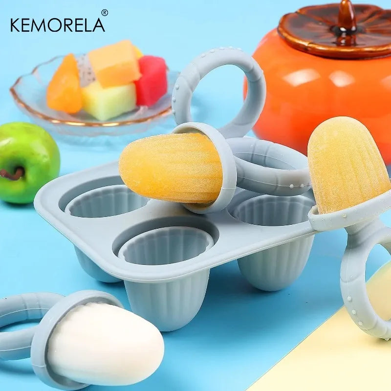 4-Cavity Silicone Baby Popsicle Mold – DIY Ice Cream Stick Mold