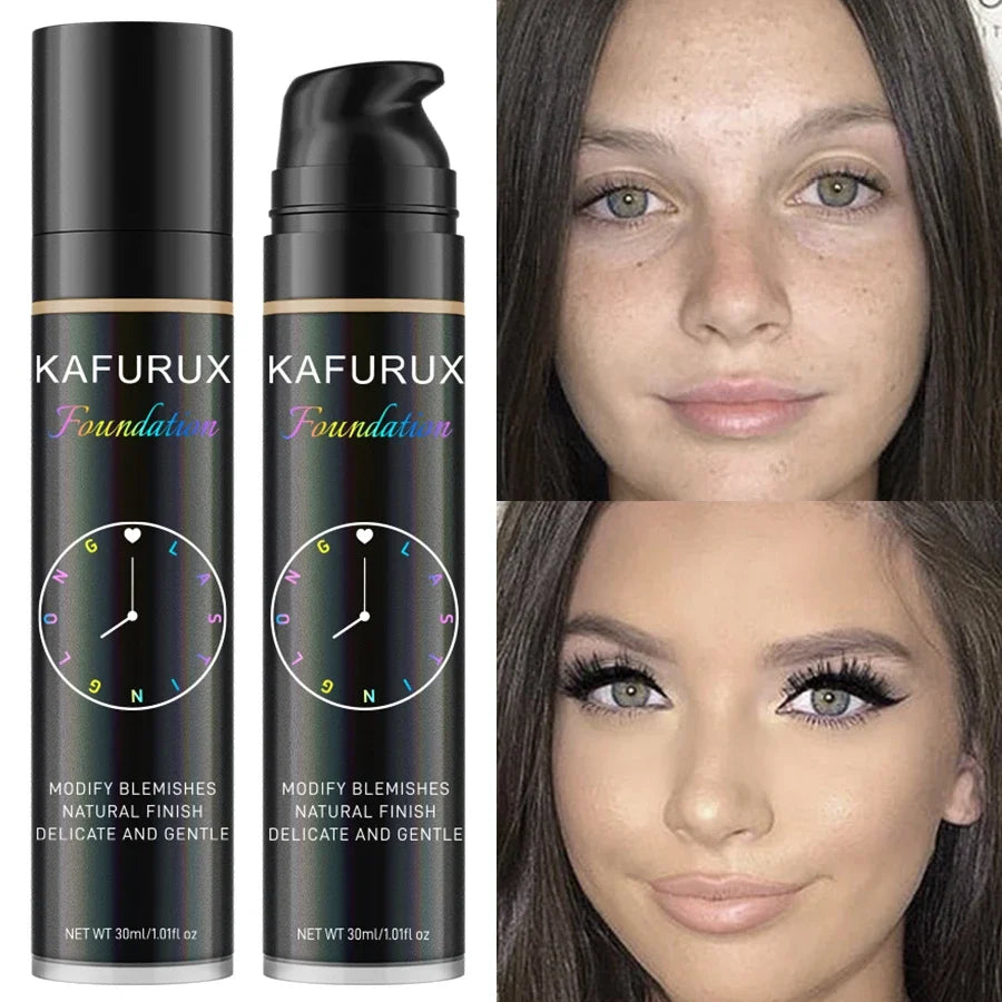 KAFURUX 8-Shade Liquid Foundation – Waterproof Full Coverage