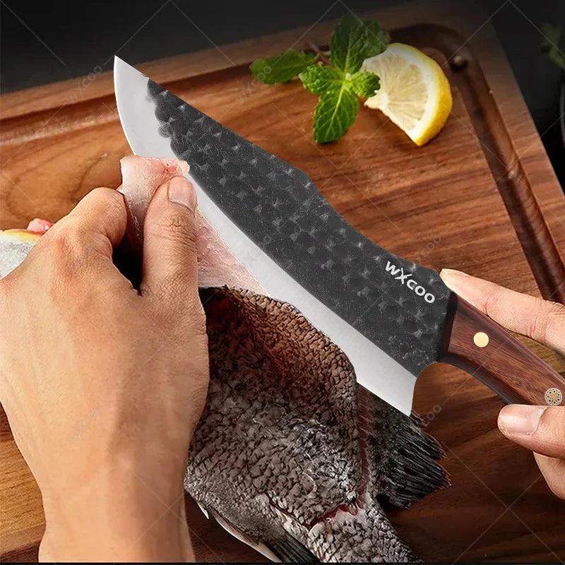 WXCOO High Carbon Forged Meat Cleaver & Chef Knife Set