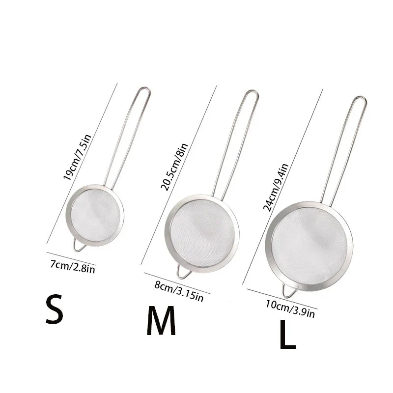 Stainless Steel Fine Mesh Strainer Sturdy Handle Hook Colander Sifter