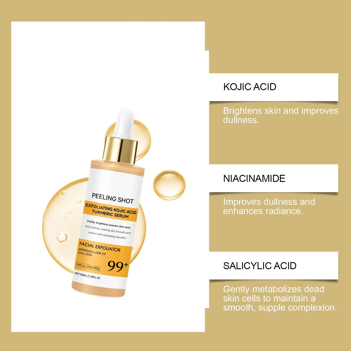 Kojic Acid & Turmeric Exfoliating Serum Spray | Skin Care