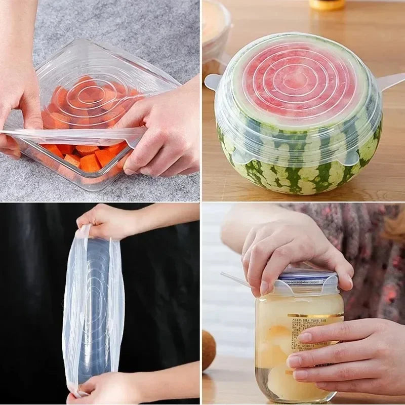 Silicone Food Cover Lids Set – Elastic Reusable Bowl & Jar Caps