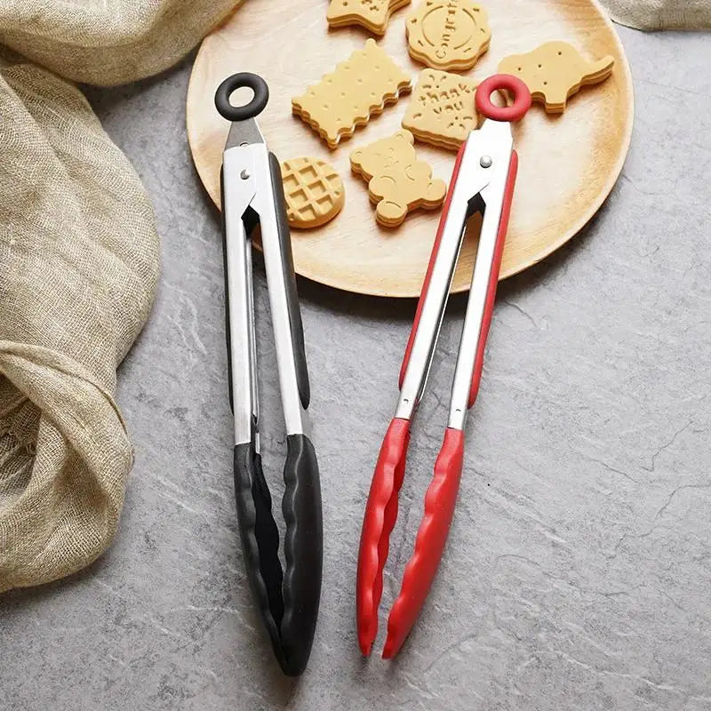 Silicone BBQ Tongs – Heat-Resistant Stainless Steel Food Clip