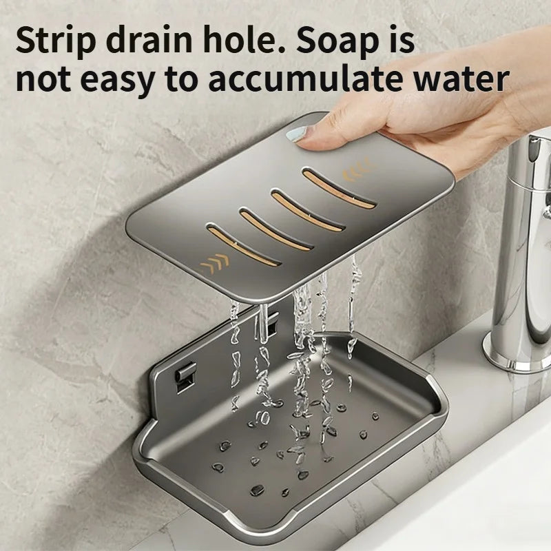 No-Drill Bathroom Corner Rack – Metal Wall-Mounted Soap Holder