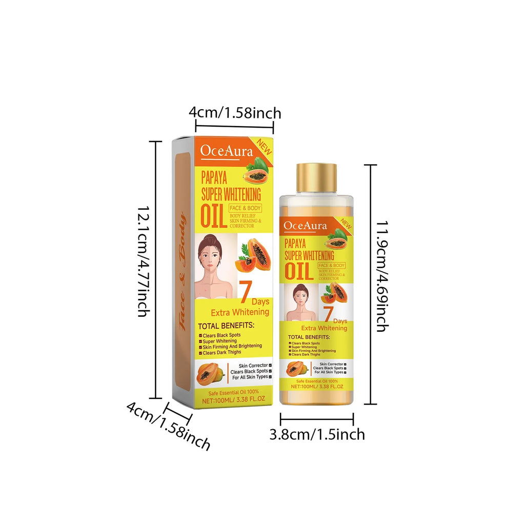 OCEAURA Papaya Whitening Body & Face Oil – 3.38 oz Moisturizer