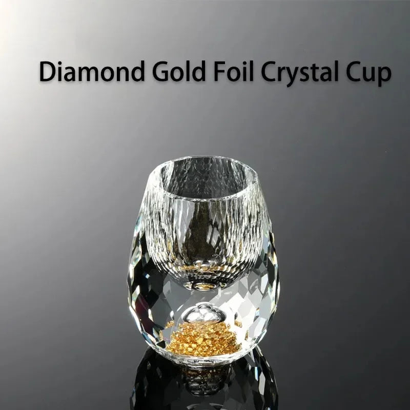 Deluxe Diamond Water Drop Shaped Gold Foil Baijiu Cup Grade Crystal