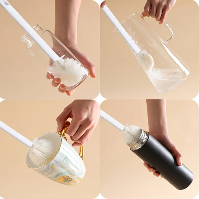 Long-Handle Silicone Bottle Brush for Narrow-Neck Bottles